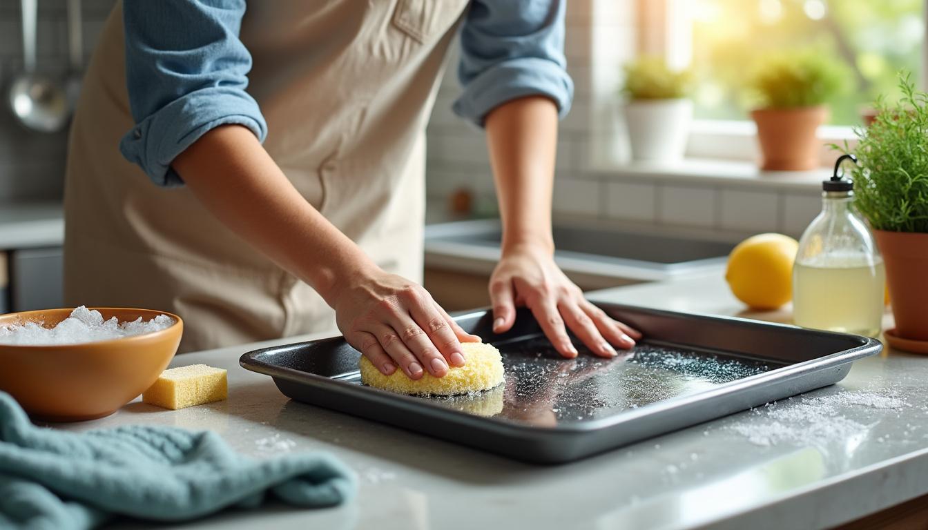 ontdek de simpele methode om vette bakplaten weer te laten glanzen alsof ze nieuw zijn. maak jouw keukengerei weer stralend schoon met dit vergeten trucje!