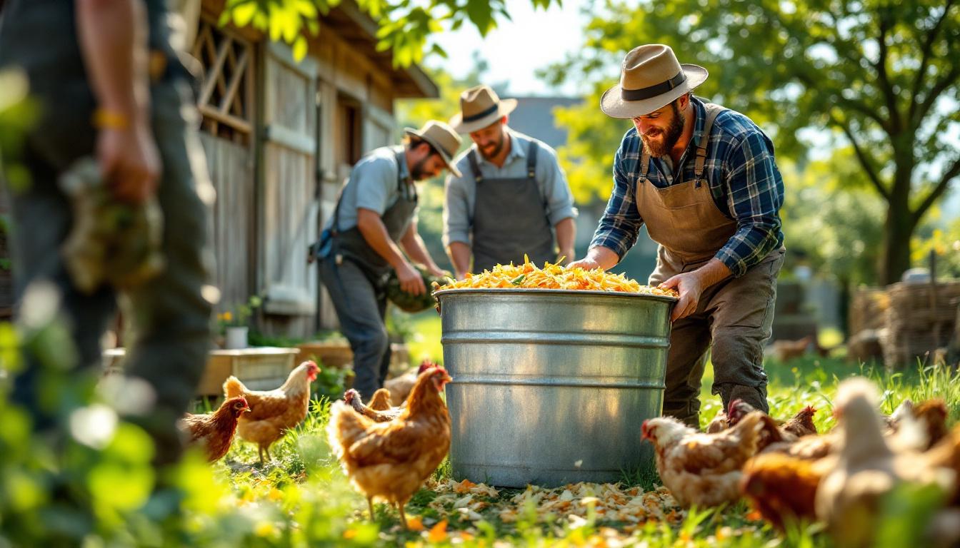 ontdek hoe boeren keukenschillen omzetten in voedzaam en duurzaam kippenvoer, en zo bijdragen aan een milieuvriendelijkere landbouw.