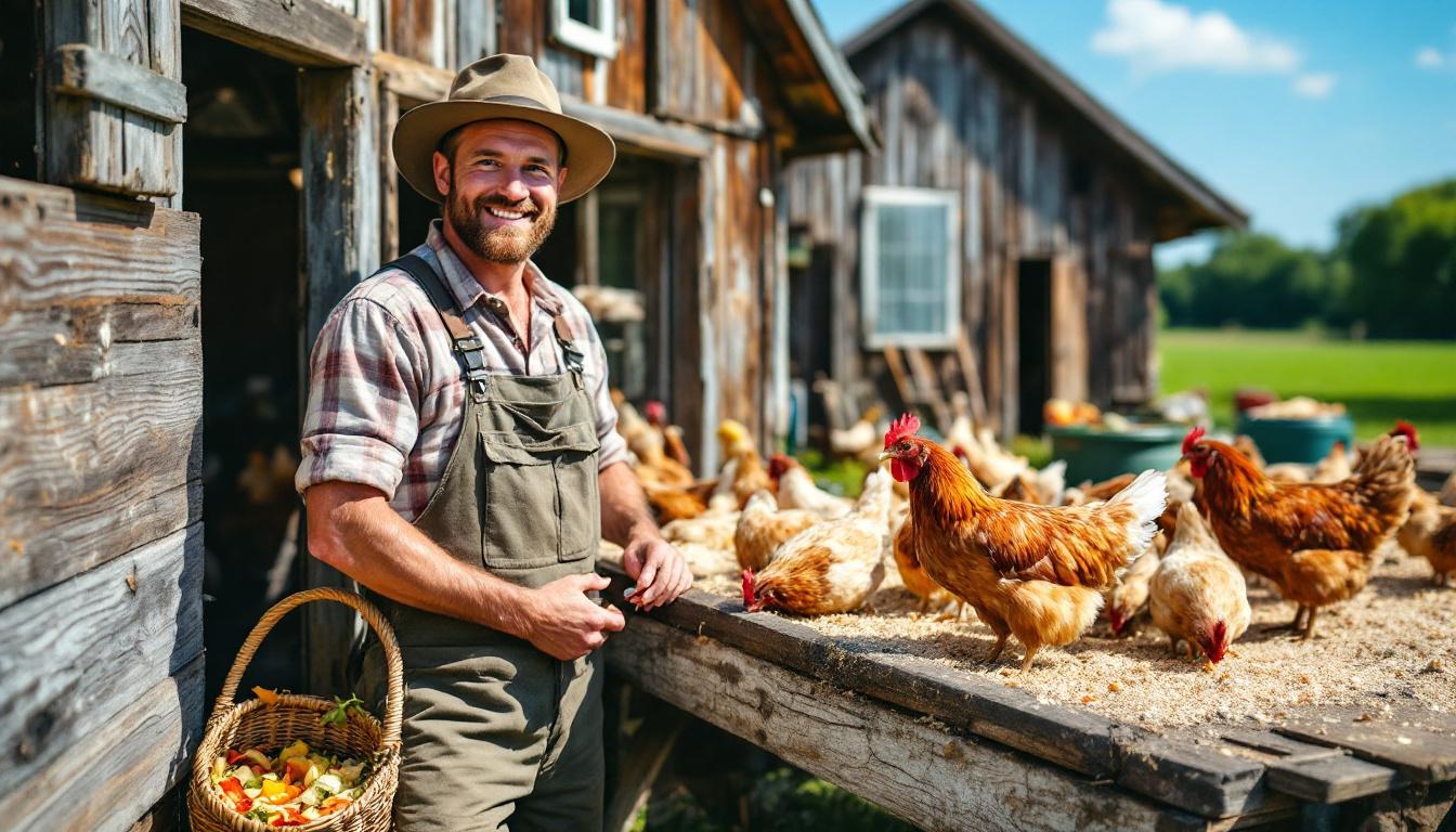 ontdek hoe boeren keukenschillen omzetten in gezond kippenvoer, een duurzame en milieuvriendelijke oplossing voor landbouwafval.